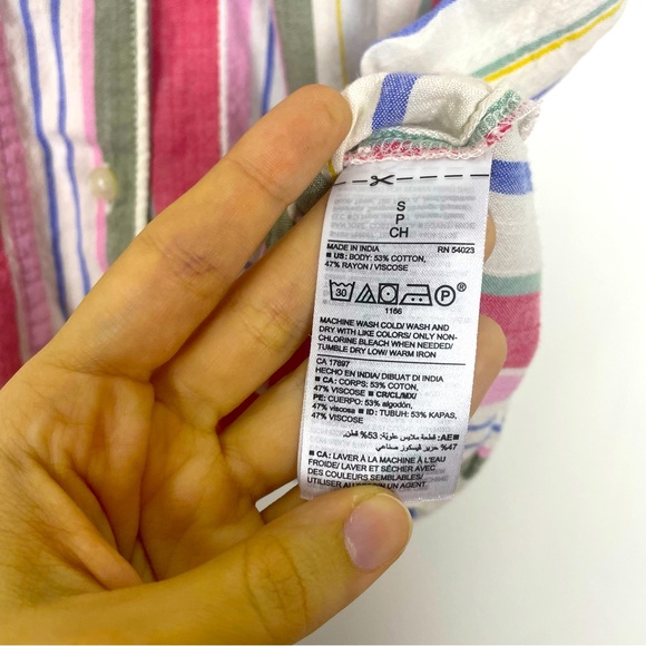 Old Navy Women’s Tie Front Striped Button Down Shirt Small 90s Cropped Y2K Fall - Picture 6 of 7